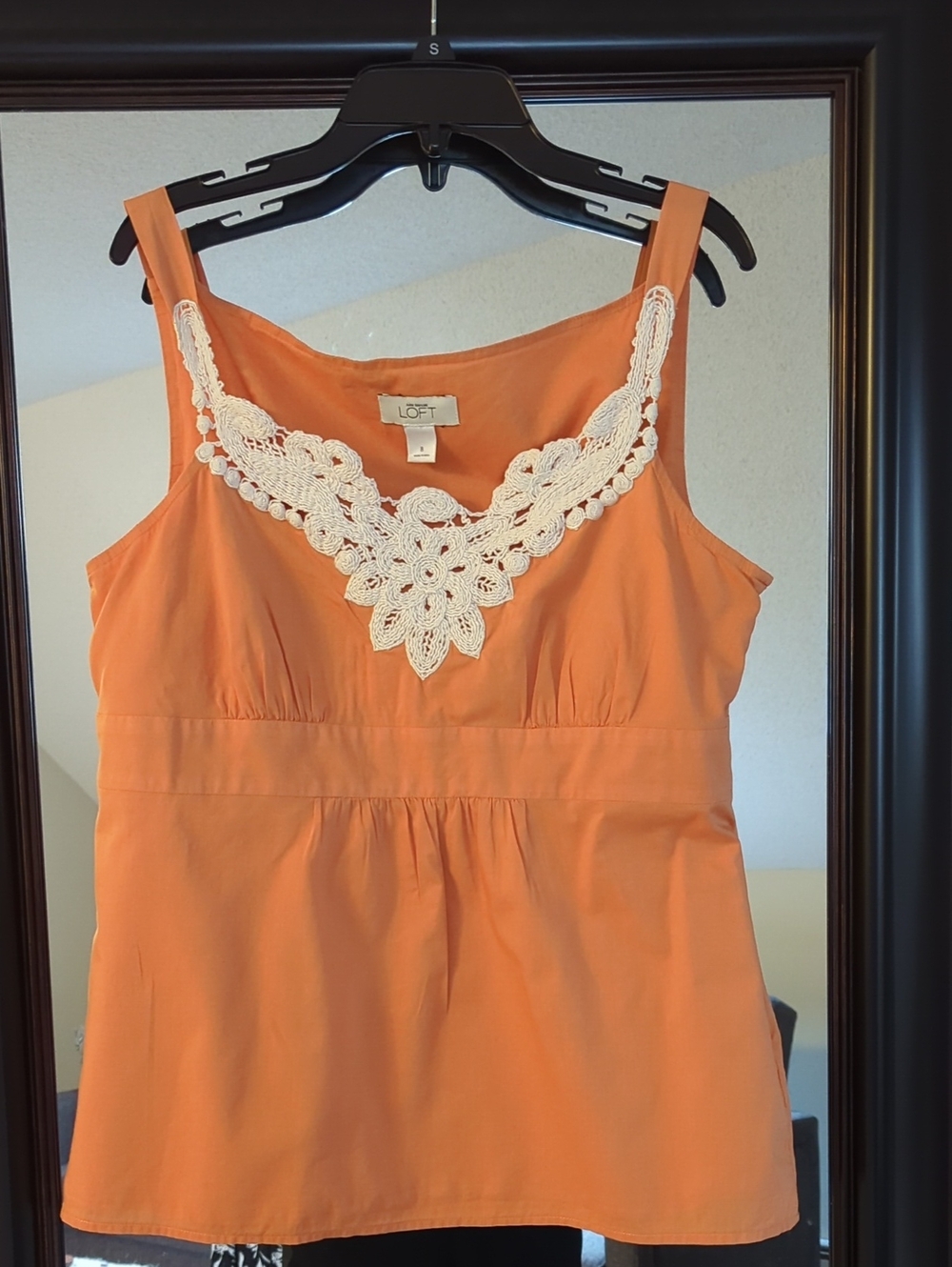 LOFT Orange Crochet-Trim Tank Camisole